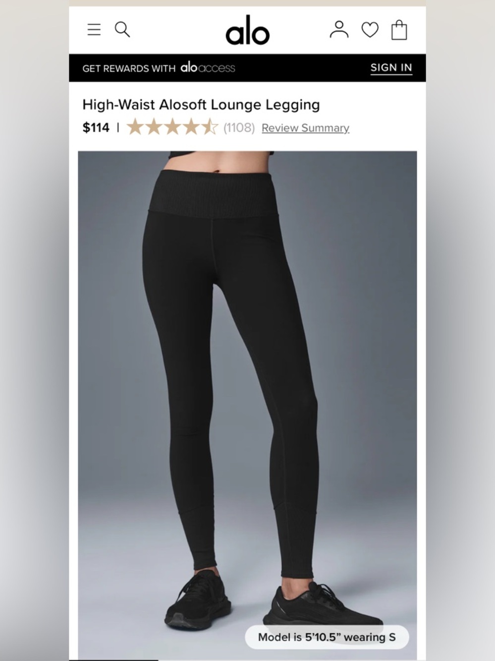 ALO Yoga Black High-Waist Alosoft Lounge Legging